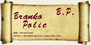 Branko Polić vizit kartica